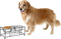 Set of 2 Stainless Steel Dog Bowls - 40Oz Pet Bowls with Decorative Dog Food Stand - Metal Food and Water Dishes for Large Pets - Puppy Essentials by  (Silver/Black)